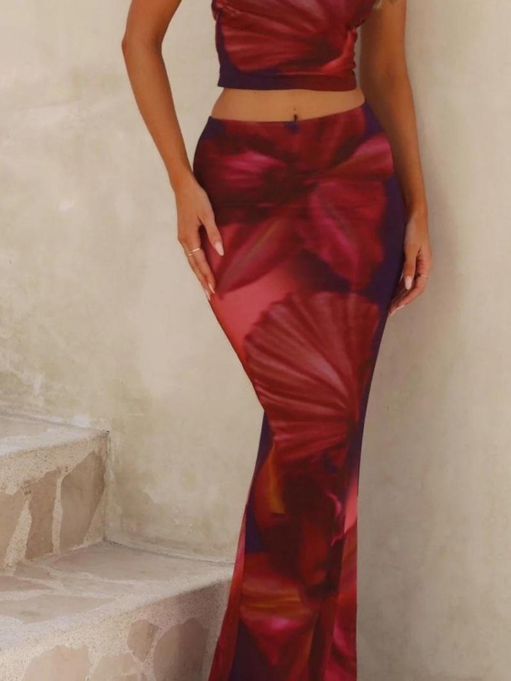 NWT Outcast Red Mesh Maxi Skirt | size M